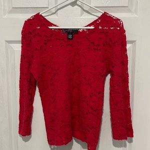 Beautiful red laced gently worn blouse.